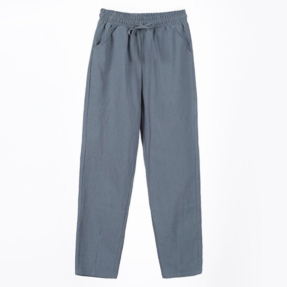 Light Summer Joggers for Men - Slim Fit - Pockets - Elastic & Draw Cord - Gray - Picture 1 of 2